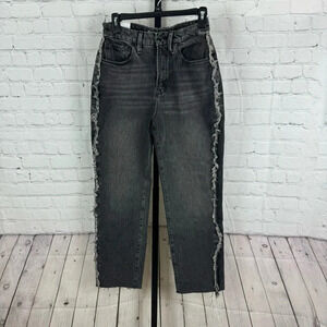 GOOD AMERICAN Good Boy Frayed Outseam Straight Leg Jeans Size 4